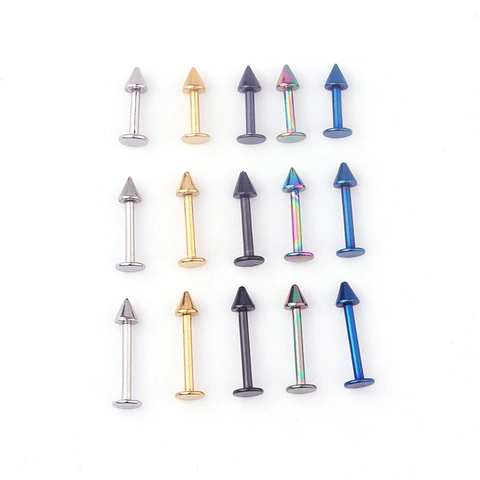 Edelstahl Labret Studs Flache Rückseite Lippenringe Ohrknorpel Piercing Schmuck Kegelspitze Einfache Geometrische Unisex Accessoires