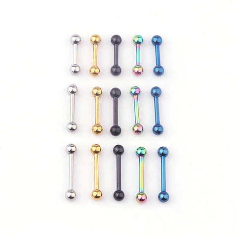 Body Piercing Barbell Σκουλαρίκια Χόνδρου Αυτιού 316L Ανοξείδωτο Ατσάλι Γεωμετρική Ευθεία Μπάρα Διπλή Μπάλα