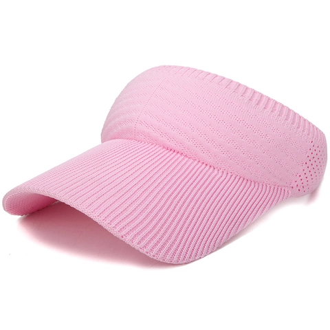 Damen Strick Sonnenblende Hut Polyester Atmungsaktiv UV-Schutz Sommer Outdoor Sport Tennis Leere Top Kappe