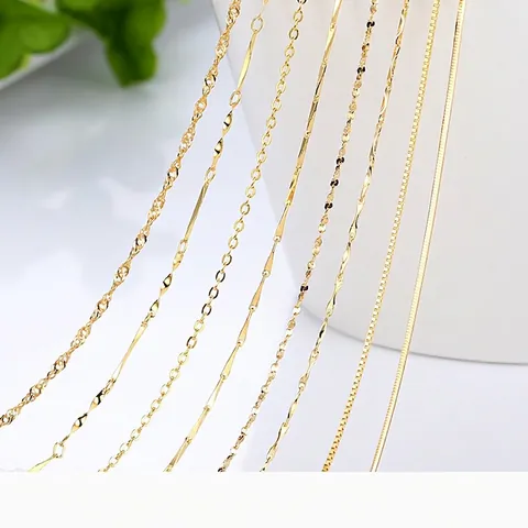 14K Vergoldete Kupfer Halskette Für Damen 18 Zoll Minimalistische Wasserwelle Kreuz Schlangenknochen Box Kette Modeschmuck