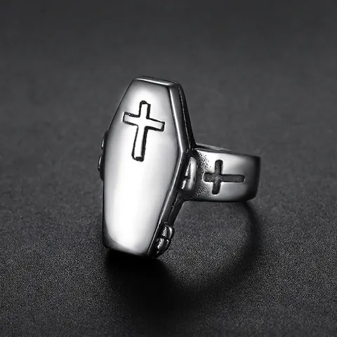 Anello Croce Bara Gotico Acciaio Inossidabile Gioielli Punk Retrò Per Uomini Donne Colore Argento