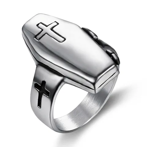 Anello Croce Bara Gotico Acciaio Inossidabile Gioielli Punk Retrò Per Uomini Donne Colore Argento