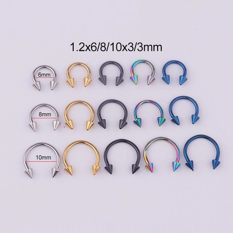 316L Surgical Stainless Steel Circular Barbell Horseshoe Ring Spikes Septum Lip Ear Cartilage Piercing Body Jewelry