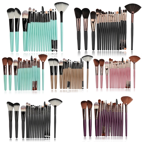 Brochas De Maquillaje Profesionales Fibra Sintética Mango De Plástico Herramientas De Belleza Portátiles Abanico Polvo Sombra De Ojos Difuminado Base De Maquillaje Mujeres Viaje