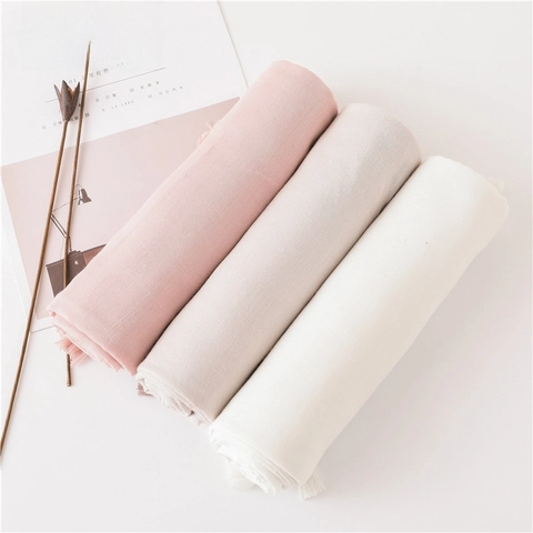 Elegant Lightweight Scarf Shawl For Women Solid Color With Fringe Tassel Sun Protection Shimmer Soft Wrap Accessory