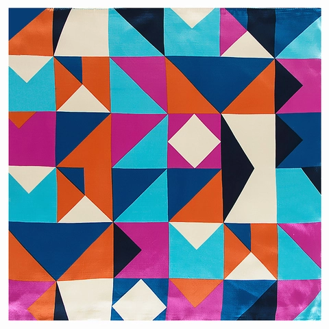 Carré De Satin Élégant Imitation Satin Motif Géométrique Abstrait Foulard De Mode Pour Femmes Accessoire Doux Et Léger