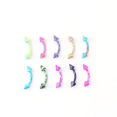 Spike Eyebrow Rings Stainless Steel Curved Barbell Body Piercing Jewelry Colorful Painted Pattern Fashion Unisex
