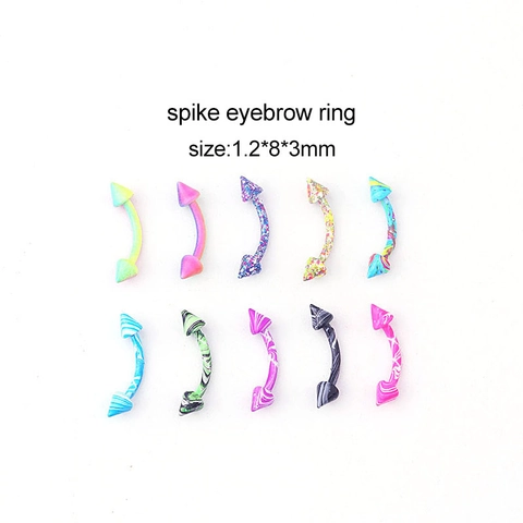 Spike Eyebrow Rings Stainless Steel Curved Barbell Body Piercing Jewelry Colorful Painted Pattern Fashion Unisex