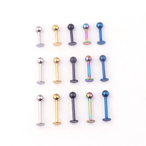 Lip Ring Stud Cartilage Earring 316L Stainless Steel Round Ball Vacuum Plated Body Piercing Jewelry For Men Women