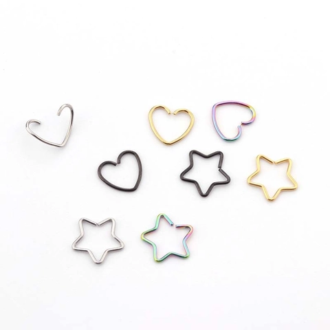316L Stainless Steel Piercing Ring Heart Star Shape Cartilage Hoop Earring Nose Ear Bone Minimalist Body Jewelry