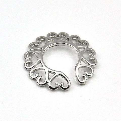 Nipple Clip Non-Piercing Heart Pattern Alloy Hollowed Fake Ring Adjustable Body Jewelry Accessory Unisex