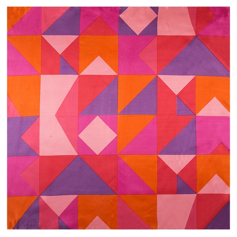 Carré De Satin Élégant Imitation Satin Motif Géométrique Abstrait Foulard De Mode Pour Femmes Accessoire Doux Et Léger