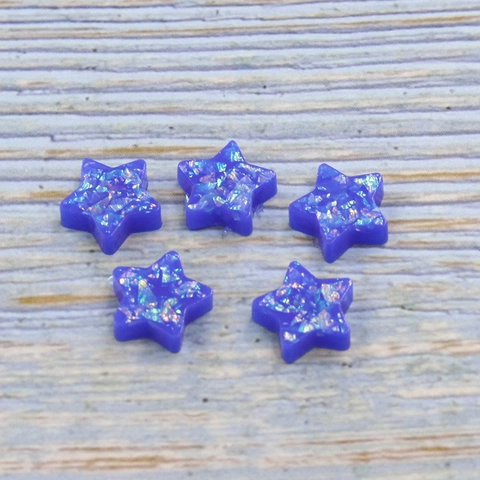 Star Shaped DIY Resin Accessories With Glitter Opal Effect For Jewelry Making No Hole Flatback Charms