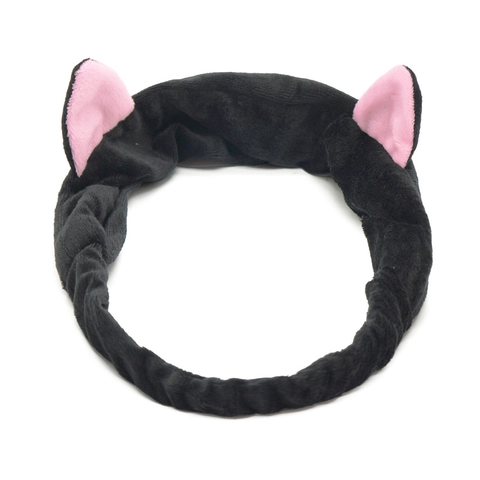 Cat Ear Headband Soft Plush Elastic Hair Band For Washing Face Makeup Spa Shower Skincare Facial Cute Hair Accessories