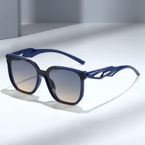 Square Sunglasses With Hollow Flame Temples UV400 Large Frame Fashion Eyewear For Cycling Driving Outdoor Women Men