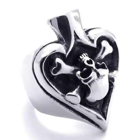 Vintage Poker Spik Bube Totenkopf Ring 316L Edelstahl Punk Gothic Retro Schwarz Herren Biker Schmuck Zubehör