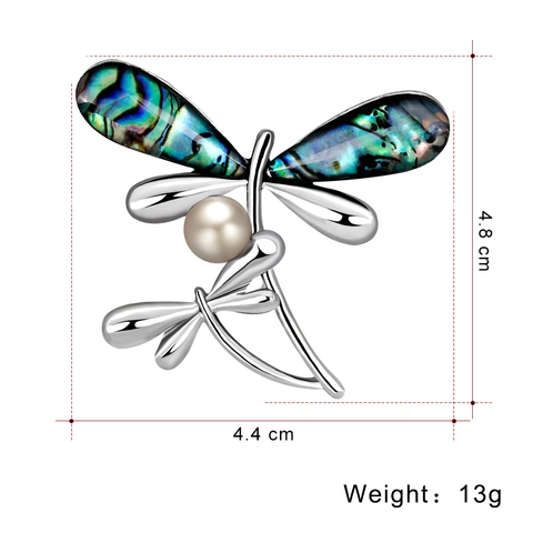 Broche de Libélula Vintage Con Incrustación de Concha de Abulón y Perla Artificial Aleación Galvanizado Alfiler de Animal para Mujer Joyería de Moda