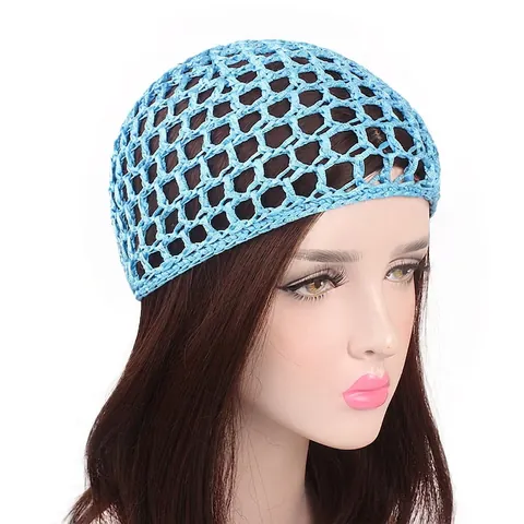 Handgefertigtes Häkel Haarnetz Polyester Mesh Atmungsaktiv Einfarbig Schlafmütze Vintage Haar Styling Tool Für Damen