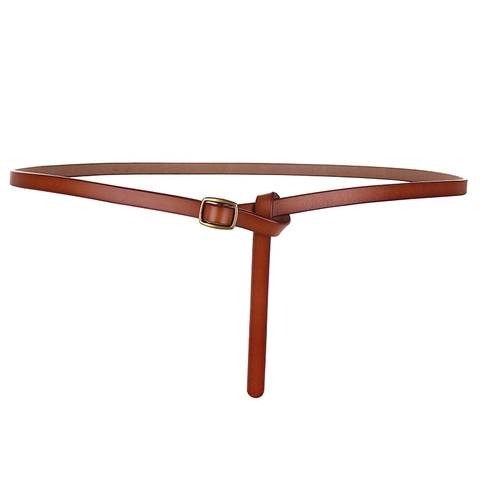 Cinturón Fino Mujer Cuero Genuino Vaca Pretina Estrecha Hebilla Cuadrada Aleación Retro Minimalista Accesorios Vestido