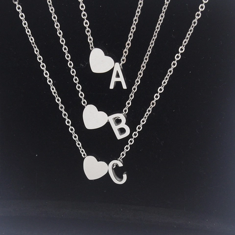 Collana In Acciaio Inossidabile Con Ciondolo A Cuore E Lettera Iniziale Gioielli Di Moda Eleganti Per Uomini E Donne