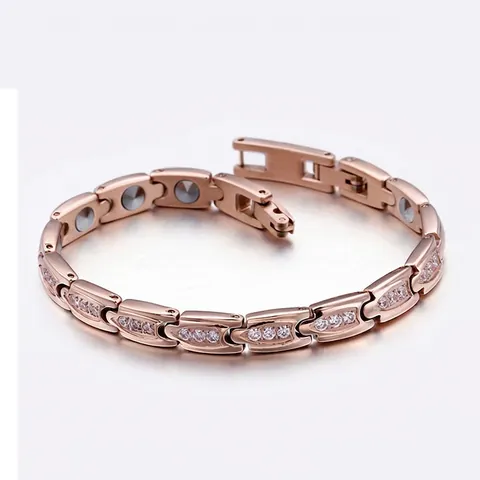 Pulsera De Magnetoterapia De Acero Inoxidable Piedra De Germanio Joyería De Salud Diamantes De Imitación Moda Unisex
