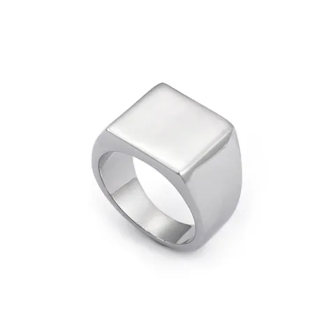 Minimalist Signet Ring Stainless Steel Polished Geometric Square Round Face Band For Men Unisex Hypoallergenic Durable
