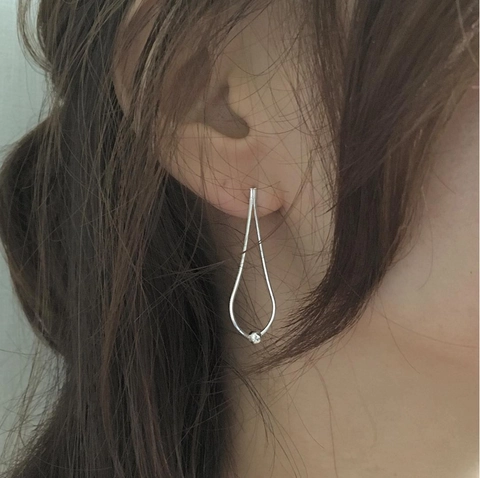 Water Drop Stud Earrings With 925 Sterling Silver Earring Post Snake Bone Chain Polished Bead Minimalist Women Jewelry