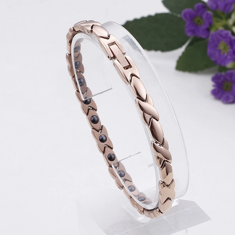 Roségold Edelstahl Magnetfeldtherapie Armband Gesunder Schmuck X Förmig Geometrisch Minimalistisch Für Paare