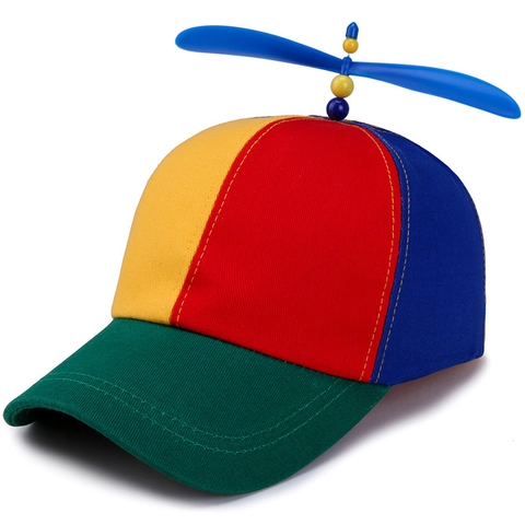 Kinder Propeller Baseball Kappe Patchwork Helikopter Hut Propeller Verstellbar Baumwolle Polyester Für Jungen Mädchen