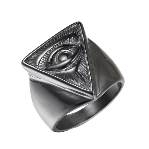 Anillo Ojo De La Providencia Acero De Titanio Triángulo Ojo Que Todo Lo Ve Vintage Punk Gótico Hip Hop Joyería Para Hombre