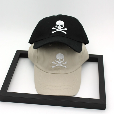 Skull Embroidery Soft Top Baseball Cap Cotton Adjustable Casual Streetwear Outdoor Sun Hat For Men Women