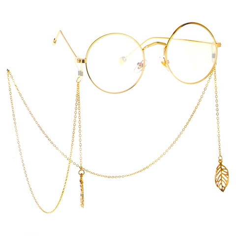 Glasses Chain Holder Non-slip Metal Alloy Fashionable Hollow Leaf Pendants Eyeglasses Strap For Women