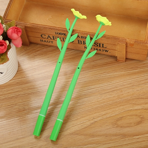 Camellia Flower Gel Pen Creative Cute Soft Silicone Plant Shape Fine Point Black Ink Rollerball Pens Office Stationery