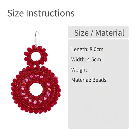 Bohemian Hand Woven Faceted Crystal Beads Double Circle Drop Earrings Geometric Ethnic Style Fashion Accessory Women