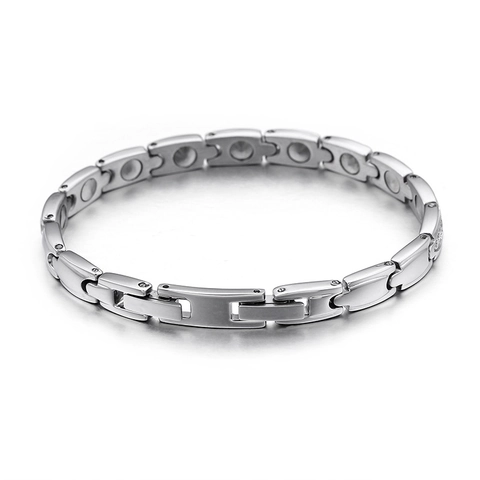 Pulsera De Magnetoterapia De Acero Inoxidable Piedra De Germanio Joyería De Salud Diamantes De Imitación Moda Unisex