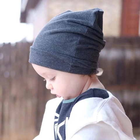 Kids Cotton Knitted Slouchy Beanie Hat Soft Warm Winter Pullover Cap For Toddler Boys Girls Casual Solid Color