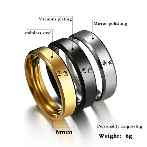Anillo De Banda De Acero Inoxidable Minimalista Pulido Espejo Joyería De Moda Para Hombres Y Mujeres