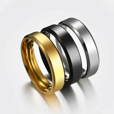 Anillo De Banda De Acero Inoxidable Minimalista Pulido Espejo Joyería De Moda Para Hombres Y Mujeres