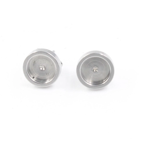Stainless Steel Earring Post Base Round Bezel Tray Flat Pad For Stud DIY Jewelry Making Findings