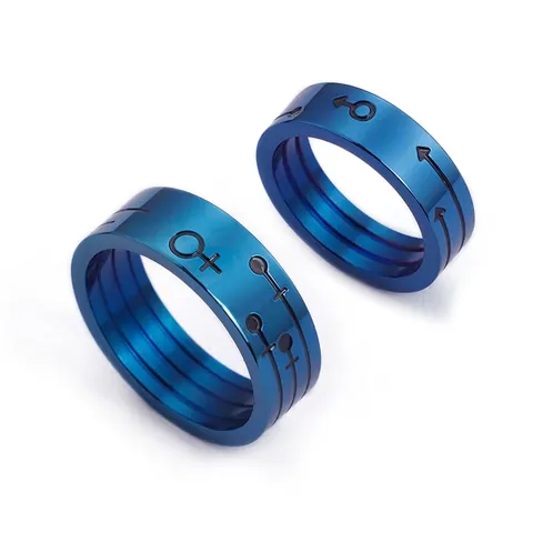Klassischer Blauer Ring Aus 316L Edelstahl Für Herren Und Damen Geschlechtssymbole Mars Venus Punk Schmuck