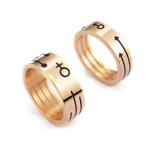 Anello In Acciaio Inossidabile Placcato Oro Con Simboli Di Genere Gioielli Romantici Per Coppie