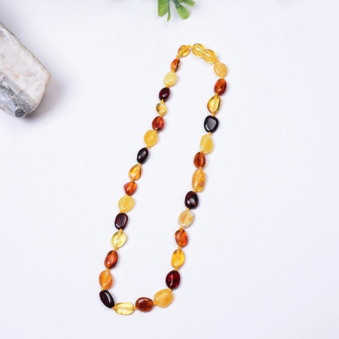 Natural Baltic Amber Teething Necklace Multi Color Polished Irregular Beads With Safety Screw Clasp For Baby Infant