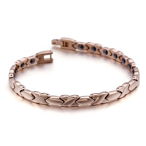 Roségold Edelstahl Magnetfeldtherapie Armband Gesunder Schmuck X Förmig Geometrisch Minimalistisch Für Paare
