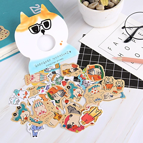 Lindas Calcomanías De Gatos De Dibujos Animados Papel Decorativas Para Álbumes De Recortes Diarios DIY Papelería