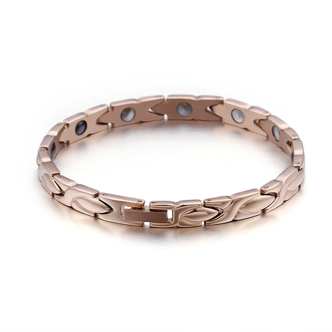 Pulsera Y Collar Magnéticos Oro Rosa Acero Inoxidable 316L Cuidado De La Salud Magnetita Joyería En X Hombre Mujer