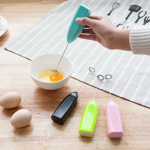 Handheld Electric Egg Beater Milk Frother Stainless Steel Mixer Kitchen Coffee Foam Maker Portable Tool