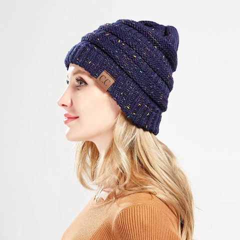 Berretto A Coda Di Cavallo Lavorato A Maglia Confetti Acrilico Messy Bun Inverno Caldo Donne
