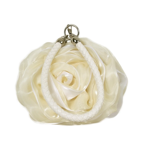 3D Rose Flower Evening Bag Satin Satin Bridal Clutch Party Handbag With Braided Handle And Kiss Lock