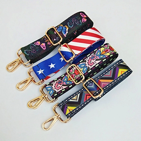 Adjustable Shoulder Bag Strap Polyester Replacement Webbing Belt For Crossbody Bags Ethnic Bohemian Style For Women