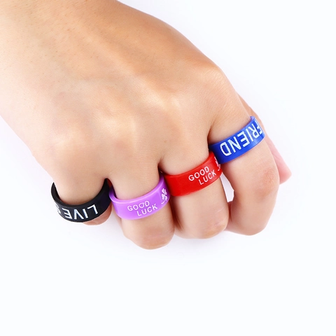 Silicone Ring Colorful Motivational Letters Print Sporty Fashion Accessory Unisex Jewelry Inspirational
